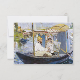 Edouard Manet - Monet in seinem Atelierboot Dankeskarte