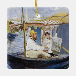 Edouard Manet - Monet in seinem Atelierboot Keramikornament