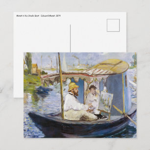 Edouard Manet - Monet in seinem Atelierboot Postkarte