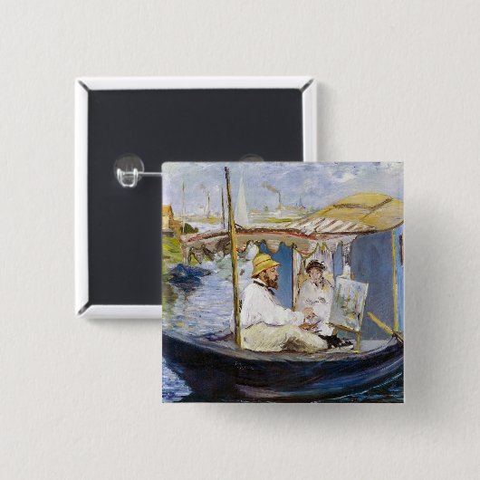 Edouard Manet - Monet in seinem Studio-Boot Button (Vorne & Hinten)