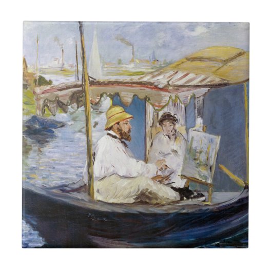 Edouard Manet - Monet in seinem Studio-Boot Fliese (Vorderseite)