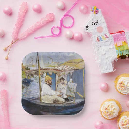 Edouard Manet - Monet in seinem Studio-Boot Pappteller (Party)