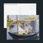 Edouard Manet - Monet in seinem Studio-Boot Postkarte<br><div class="desc">Monet in seinem Studio Boat / Monet dans son bateau atelier - Edouard Manet,  1874</div>