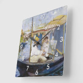 Edouard Manet - Monet in seinem Studio-Boot Quadratische Wanduhr (Winkel)