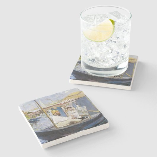 Edouard Manet - Monet in seinem Studio-Boot Steinuntersetzer (Seitenansicht)