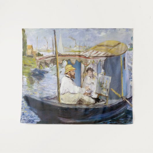 Edouard Manet - Monet in seinem Studio-Boot Wandteppich (Vorderseite (Horizontal))