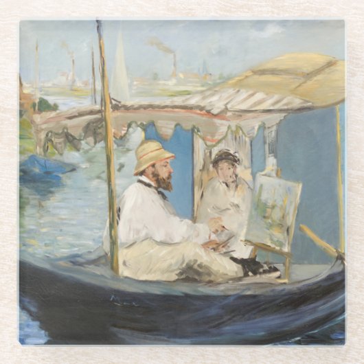 Edouard Manet - Monetmalerei auf seinem Studio-Boo Glasuntersetzer (Vorderseite)