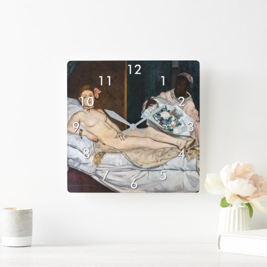 Edouard Manet - Olympia Quadratische Wanduhr (Zuhause)