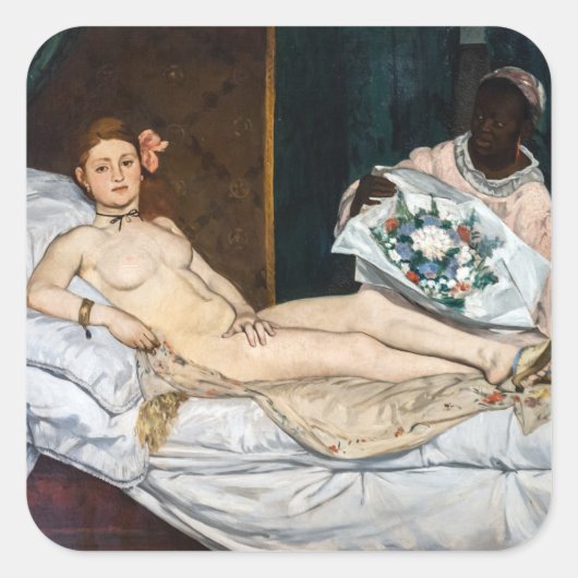 Edouard Manet - Olympia Quadratischer Aufkleber (Vorderseite)