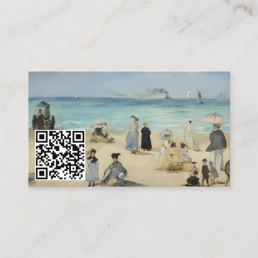 Edouard Manet - On Beach, Boulogne - QR Code Visitenkarte (Vorderseite)