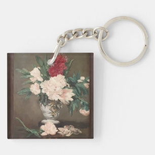 Édouard Manet Pfingstrosen in einer Vase Acryl-Sch Schlüsselanhänger
