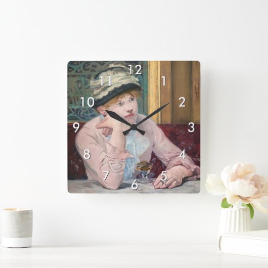 Edouard Manet - Plum Brandy Quadratische Wanduhr (Zuhause)