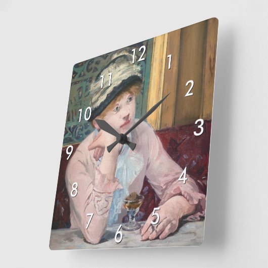 Edouard Manet - Plum Brandy Quadratische Wanduhr (Winkel)