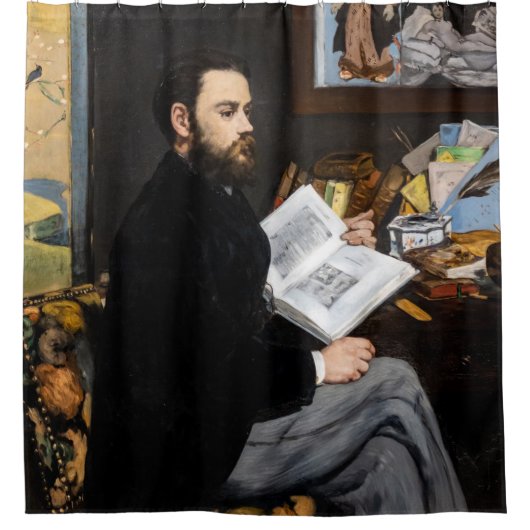 Edouard Manet - Portrait von Emile Zola Duschvorhang (Vorderseite)