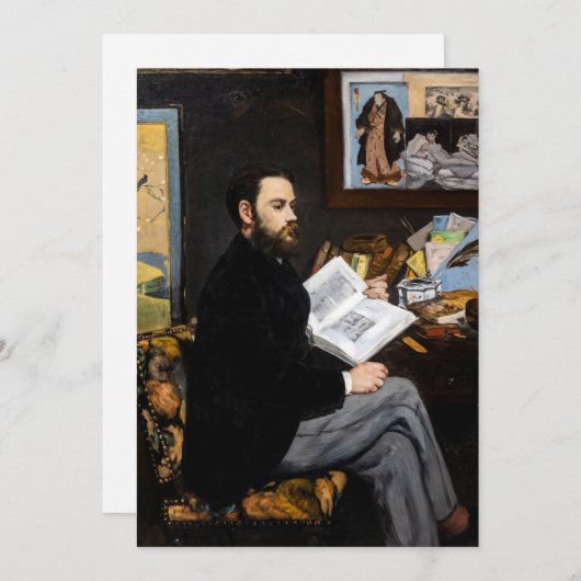 Edouard Manet - Portrait von Emile Zola Einladung (Vorne/Hinten)