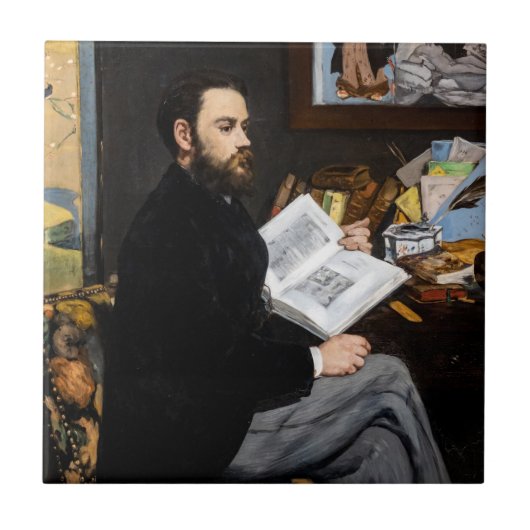 Edouard Manet - Portrait von Emile Zola Fliese (Vorderseite)