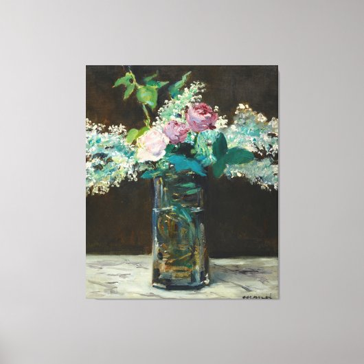 Edouard Manet Vase of White Lilacs und Rose Leinwanddruck (Vorderseite)