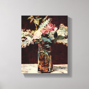 Edouard Manet Vase of White Lilacs und Rose Leinwanddruck