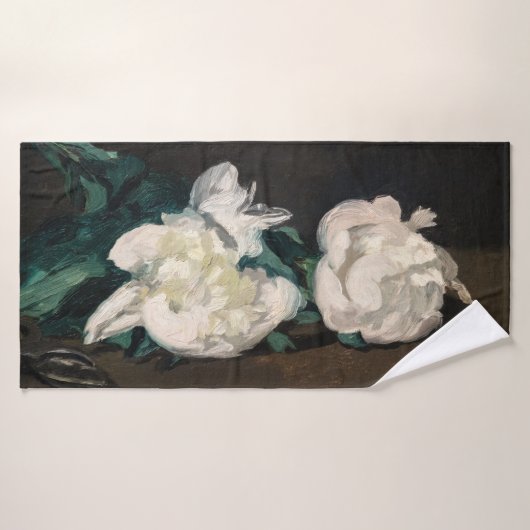 Edouard Manet - Zweig der Weißen Peonies, Secateur Badhandtuch Set (Badehandtuch)