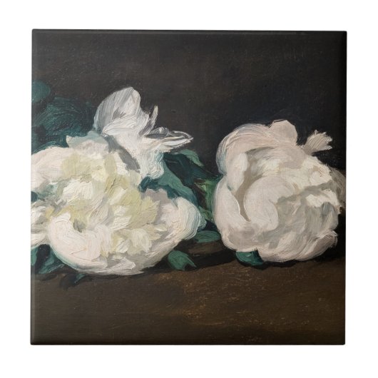 Edouard Manet - Zweig der Weißen Peonies, Secateur Fliese (Vorderseite)
