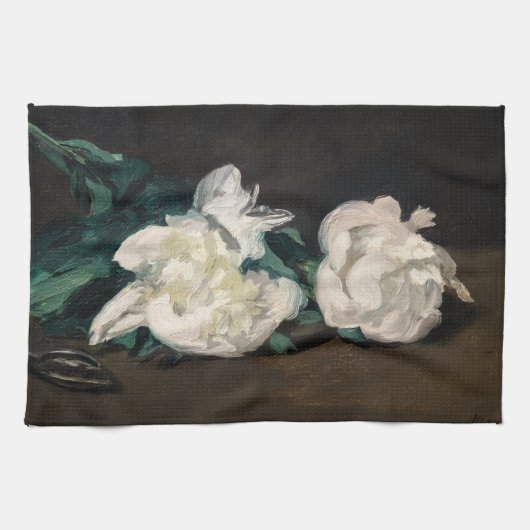 Edouard Manet - Zweig der Weißen Peonies, Secateur Geschirrtuch (Horizontal)