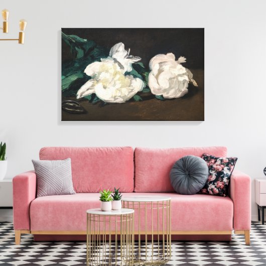Edouard Manet - Zweig der Weißen Peonies, Secateur Leinwanddruck (Insitu (Wohnzimmer))
