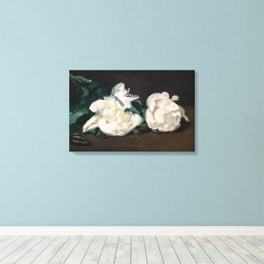 Edouard Manet - Zweig der Weißen Peonies, Secateur Leinwanddruck (Insitu (Holzboden))