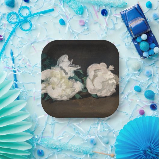 Edouard Manet - Zweig der Weißen Peonies, Secateur Pappteller (Party)