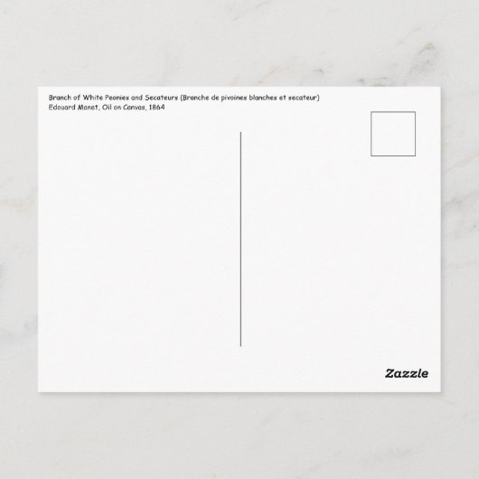 Edouard Manet - Zweig der Weißen Peonies, Secateur Postkarte (Rückseite)