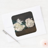 Edouard Manet - Zweig der Weißen Peonies, Secateur Quadratischer Aufkleber (Umschlag)