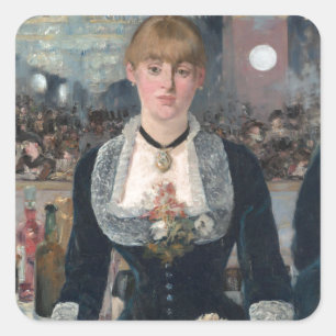 Edouard Manets Eine Bar in den Folies-Bergère Quadratischer Aufkleber