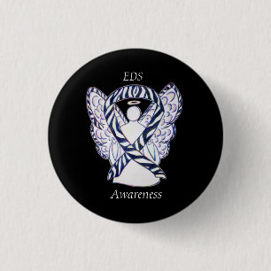 EDS Awareness Angel Zebra Stripe Ribbon Custom But Button