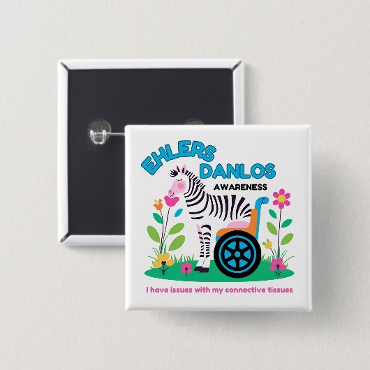 EDS Awareness Zebra Button (Vorne & Hinten)