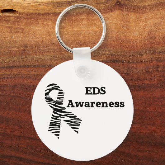 EDS Awareness Zebra Ribbon White Schlüsselanhänger (Vorderseite)