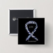 EDS Awareness Zebra Stripe Ribbon Custom Button (Vorne & Hinten)
