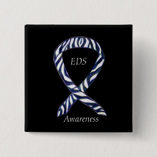 EDS Awareness Zebra Stripe Ribbon Custom Button (Vorderseite)
