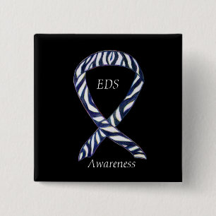 EDS Awareness Zebra Stripe Ribbon Custom Button