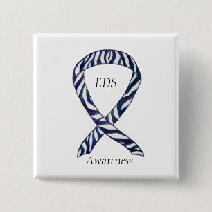 EDS Awareness Zebra Stripe Ribbon Custom Button