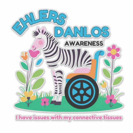 EDS Awareness Zebra Vinyl Sticker (Vorderseite)