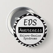 EDS Ehlers-Danlos Syndrom Bewusstsein Zebra Button (Vorne & Hinten)