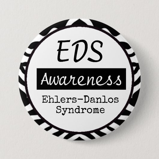 EDS Ehlers-Danlos Syndrom Bewusstsein Zebra Button (Vorderseite)