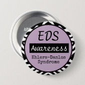 EDS Ehlers-Danlos Syndrom Bewusstsein Zebra Button (Vorne & Hinten)