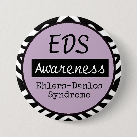 EDS Ehlers-Danlos Syndrom Bewusstsein Zebra Button (Vorderseite)