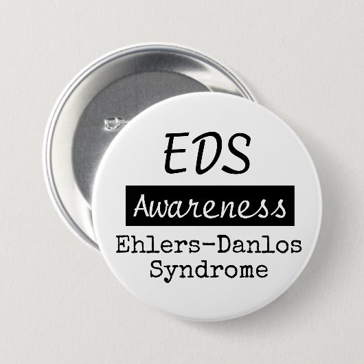 EDS Ehlers-Danlos Syndrom Bewusstsein Zebra Button (Vorne & Hinten)