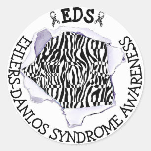 EDS Ehlers-Danlos Syndrom Bewusstsein Zebra Sticke Runder Aufkleber