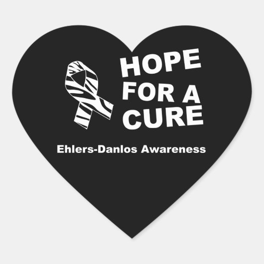 EDS Hope a Cure Zebra Ribbon Heart Sticker (Vorderseite)