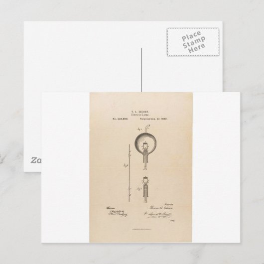 Edson's Light Bulb Patent Postkarte (Vorne/Hinten)