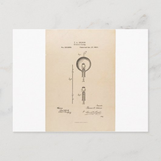 Edson's Light Bulb Patent Postkarte (Vorderseite)