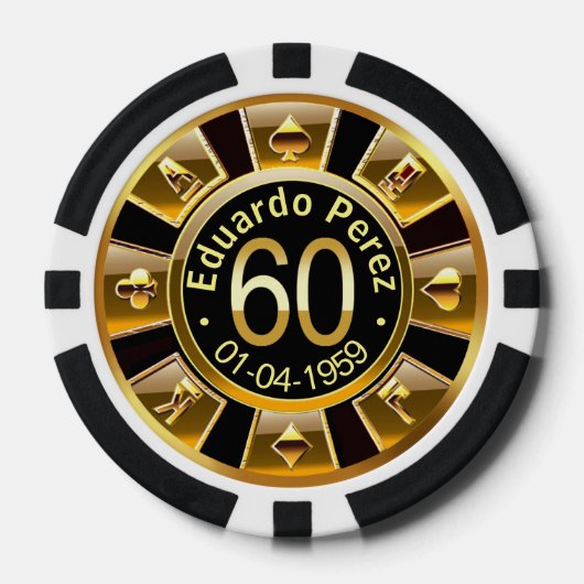 Eduardo P 60th Bday Gold Black Poker Chip (Vorderseite)