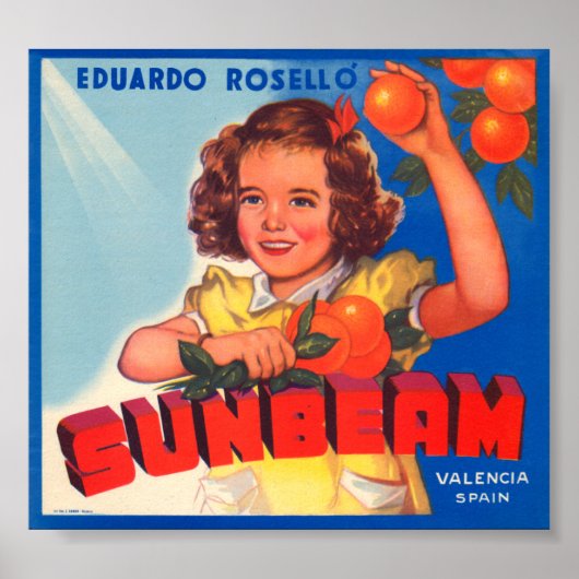 Eduardo Roselli Sunbeam Vintag Crate Label Poster (Vorne)